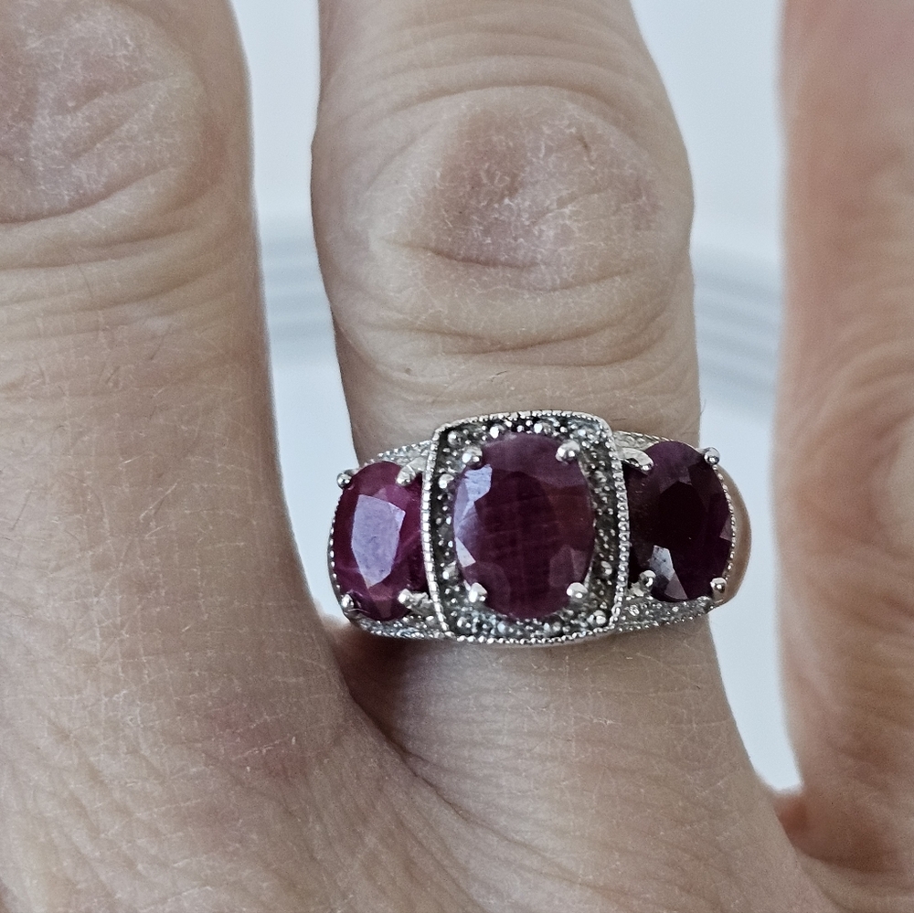 Natural Ruby & Diamond Ring Sterling Silver Size 7! - Picture 5 of 5